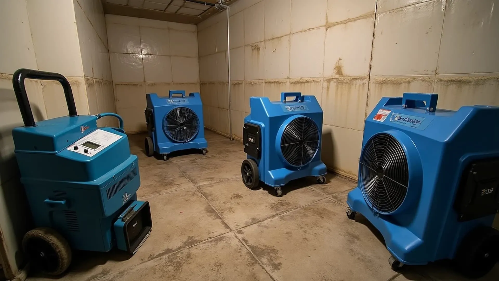 Professional water damage restoration team at work