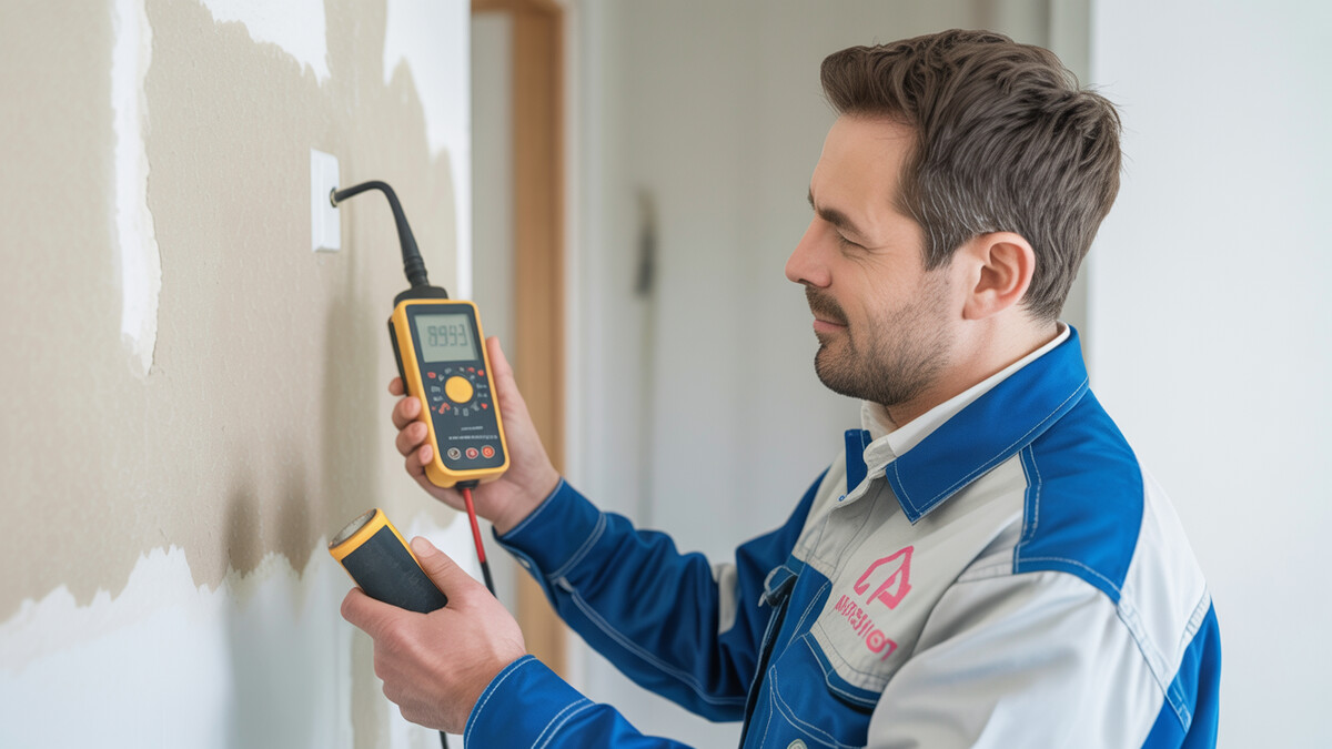 Professional home inspector using moisture detection equipment - BestDry Home Inspections Washington