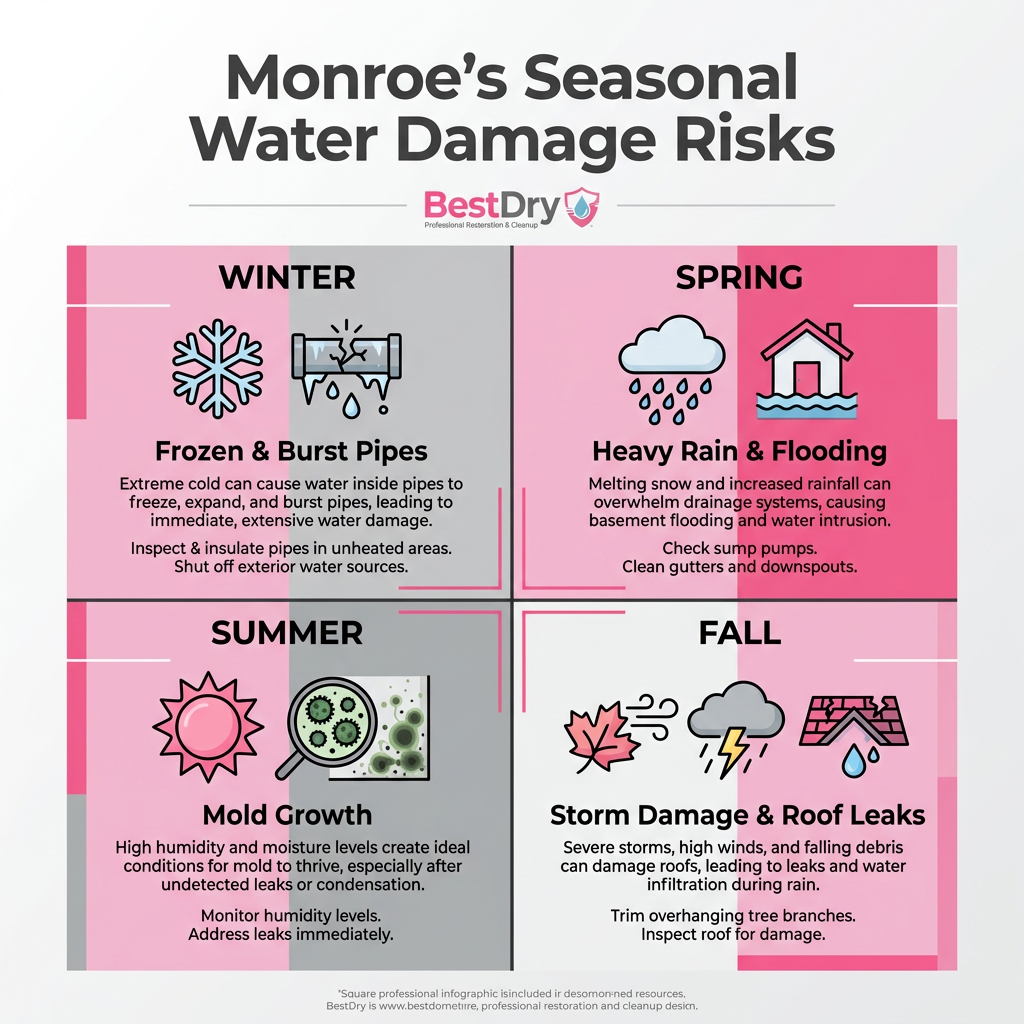 Seasonal water damage risks in Monroe WA