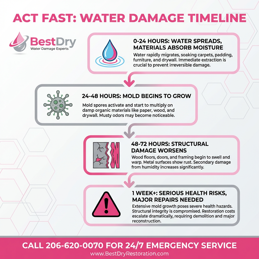 Water damage timeline showing urgency of response