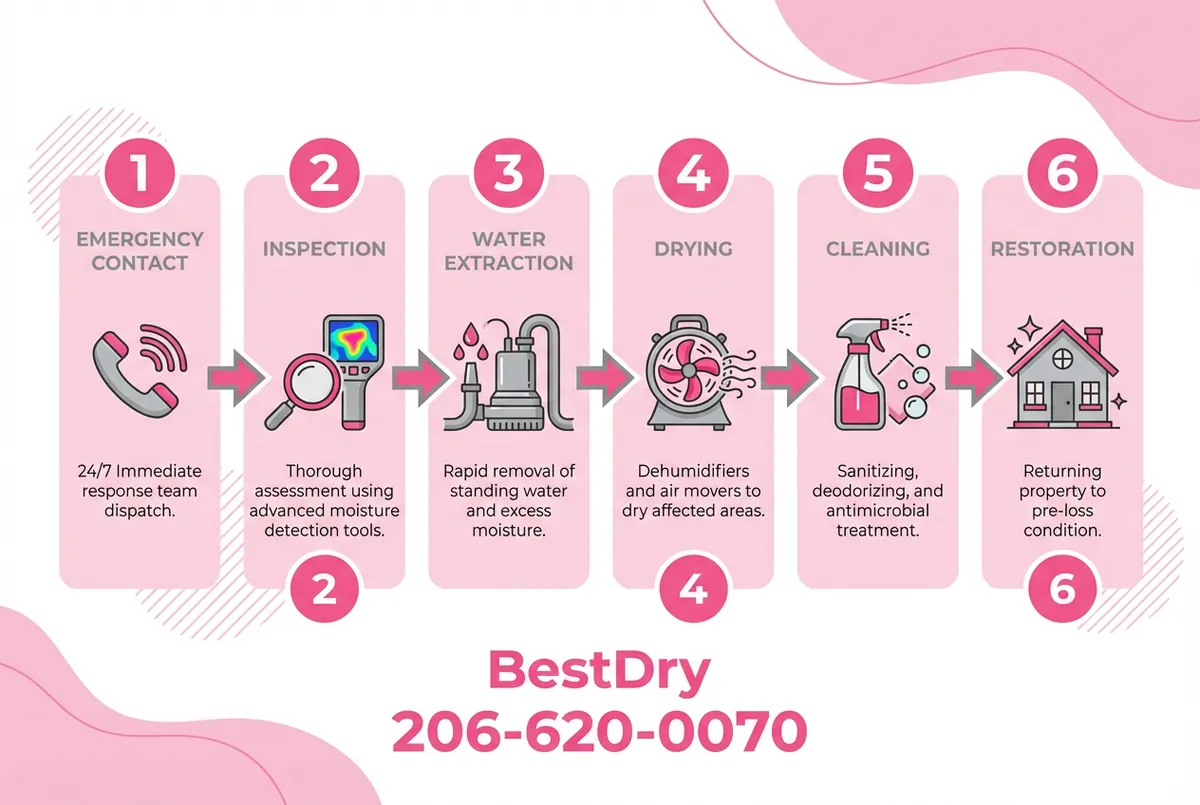 BestDry 6-step water damage restoration process