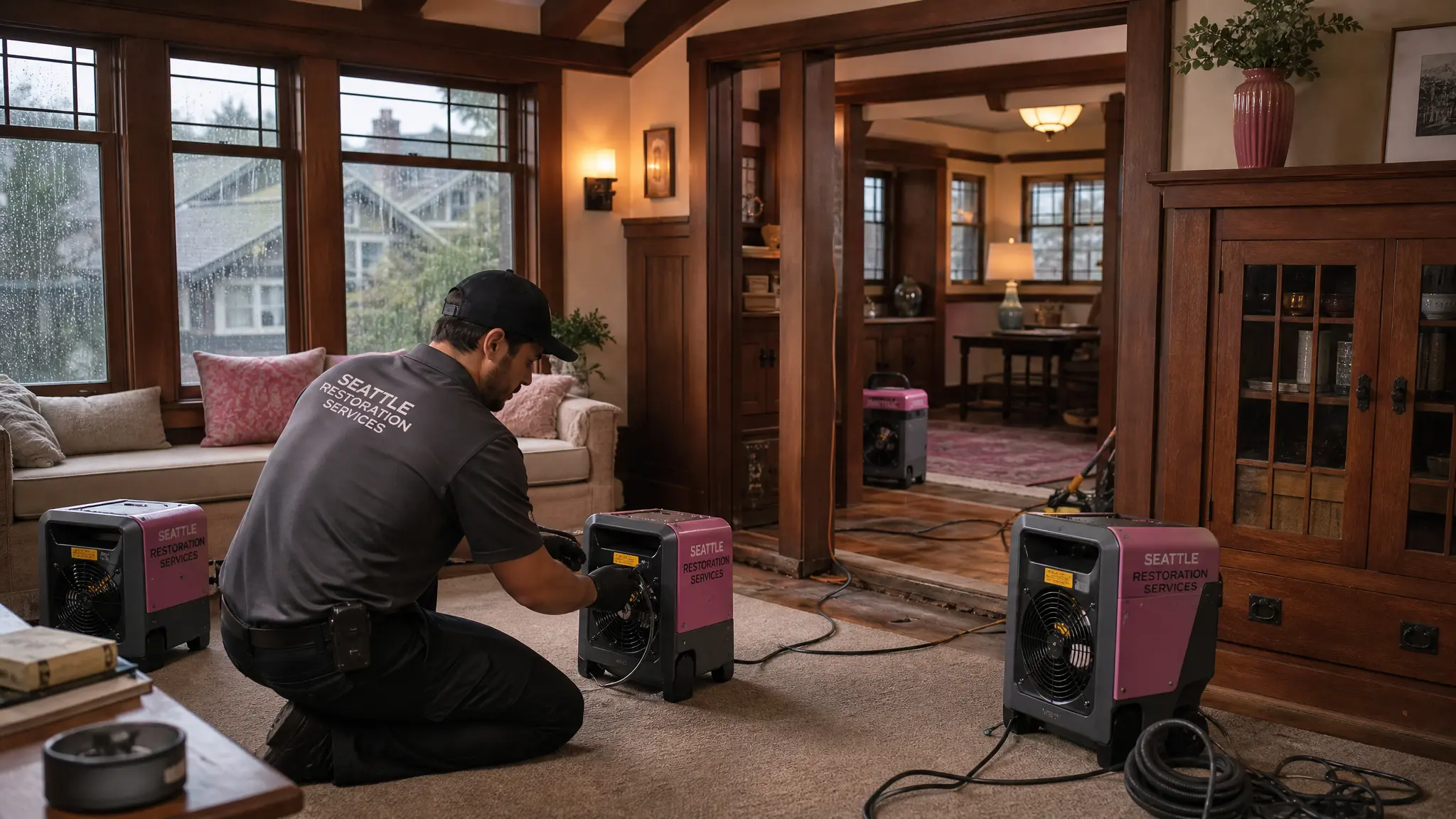 Professional water damage restoration in classic Seattle Craftsman home